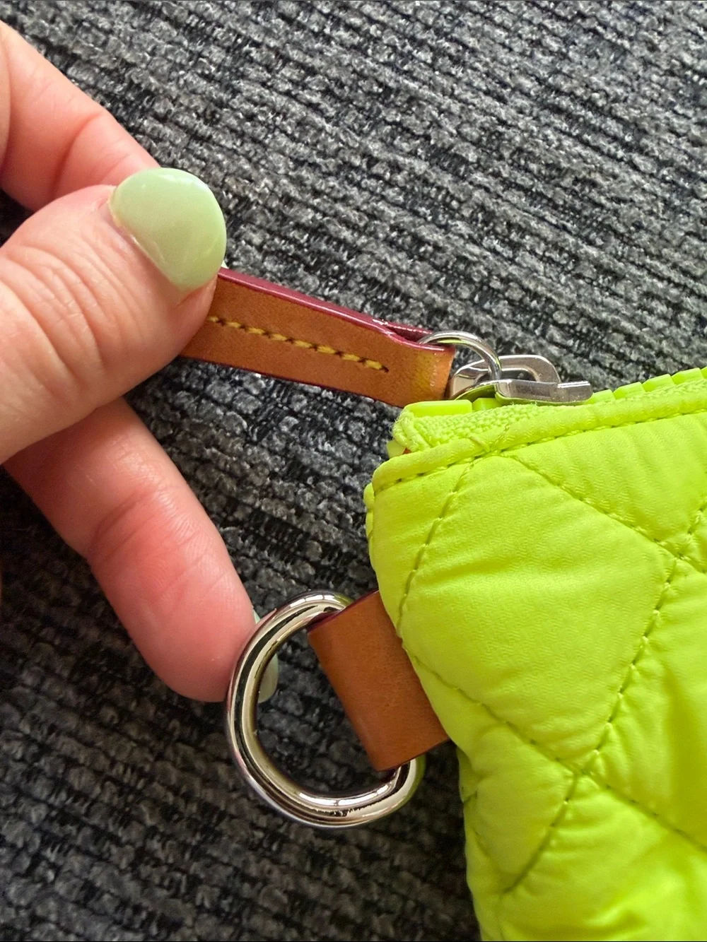 Mz Wallace Neon Yellow Quilted Zip Clutch